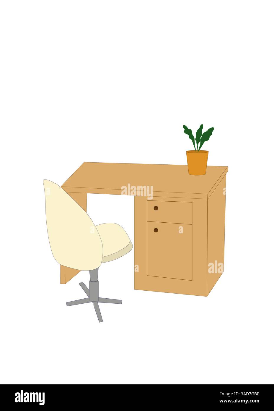 Set di tavolo e sedia con design piatto e isolato Illustrazione Vettoriale