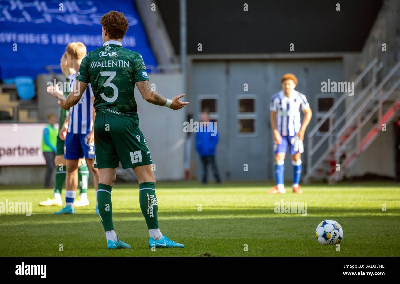 Gothenburg, Svezia. 5 aprile 2025. Momento nel secondo tempo della partita tra IFK Gothenburg e Halmstads BK in Allsvenskan a Gamla Ullevi. Crediti: Per Ljung/Alamy Live News Foto Stock
