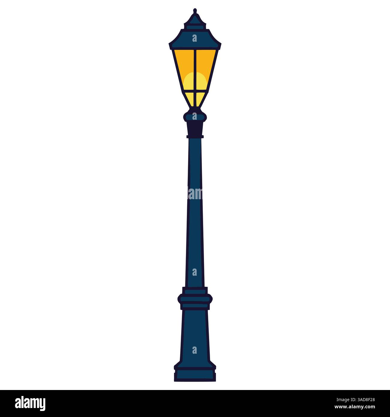 Icona della lampada vintage Streetlight su sfondo bianco, design colorato. Illustrazione vettoriale perfetta per progetti a tema retrò, arredi urbani e nostal Illustrazione Vettoriale