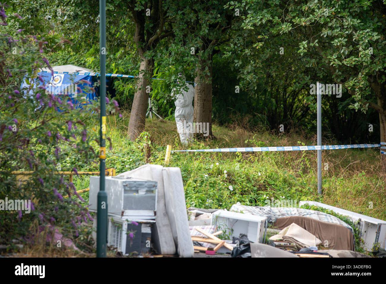 LADYWOOD INCINTA OMICIDIO - Filmon Andmichaen, 31 anni, uccise Liwam Bereket, 26 anni, che era incinta di 27 settimane, nel bosco al largo di Freeth Street, Ladywood, Birmingham, il 1 agosto 2023. La signora Bereket è stata pugnalata al collo, con il suo bambino nato morto nonostante un intervento di emergenza cesareo in corso. La corte ha sentito che il suo bambino non ancora nato era una "complicazione che non era disposto ad accettare". Foto Stock