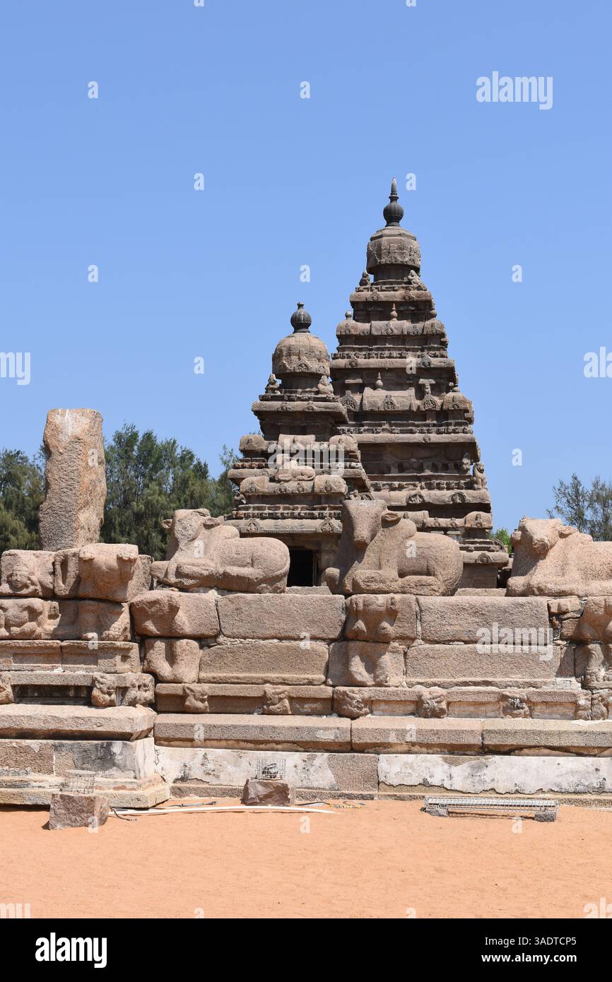 Tempio a riva a Mahabalipuram, Tamil Nadu, India. Foto Stock