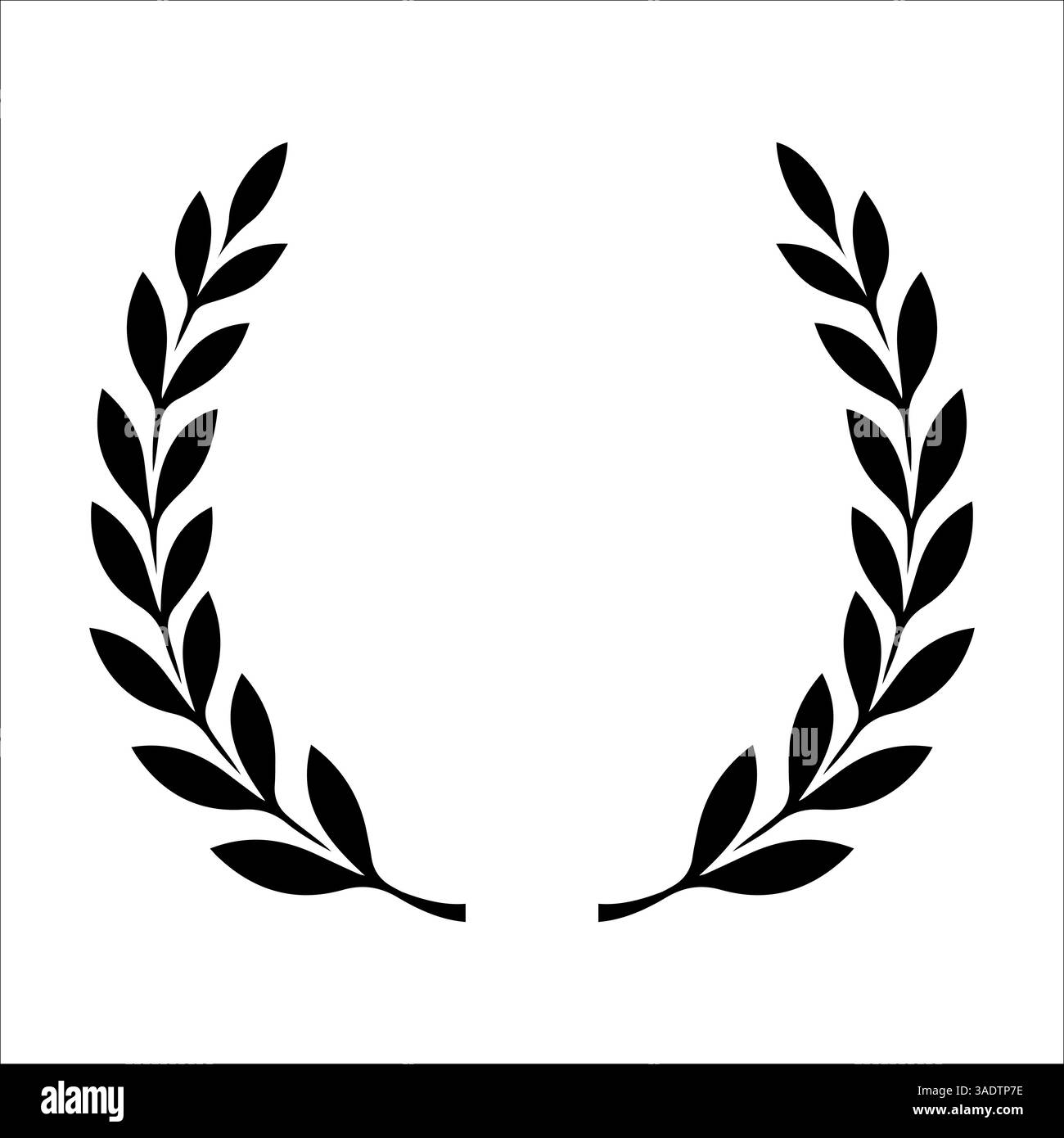 Classica corona in alloro nero, silhouette per premi e temi della vittoria Illustrazione Vettoriale