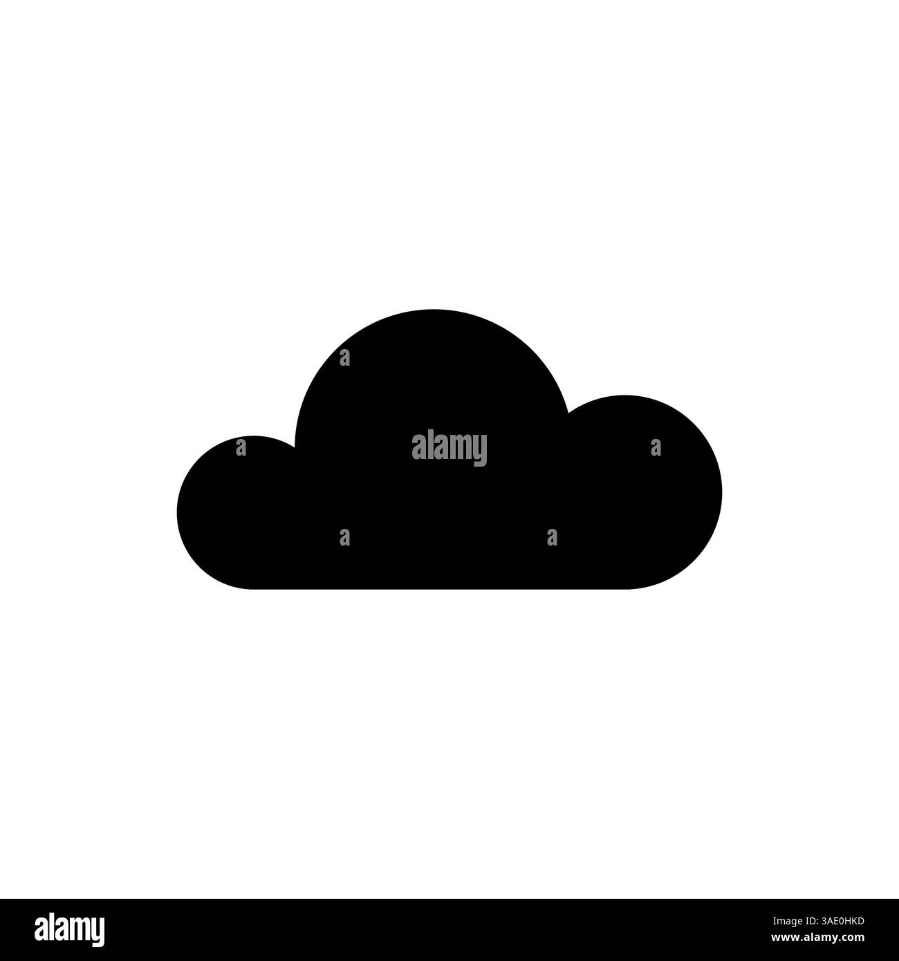 icona cloud di colore nero isolata su sfondo bianco, fenomeni meteorologici o archiviazione dati Illustrazione Vettoriale