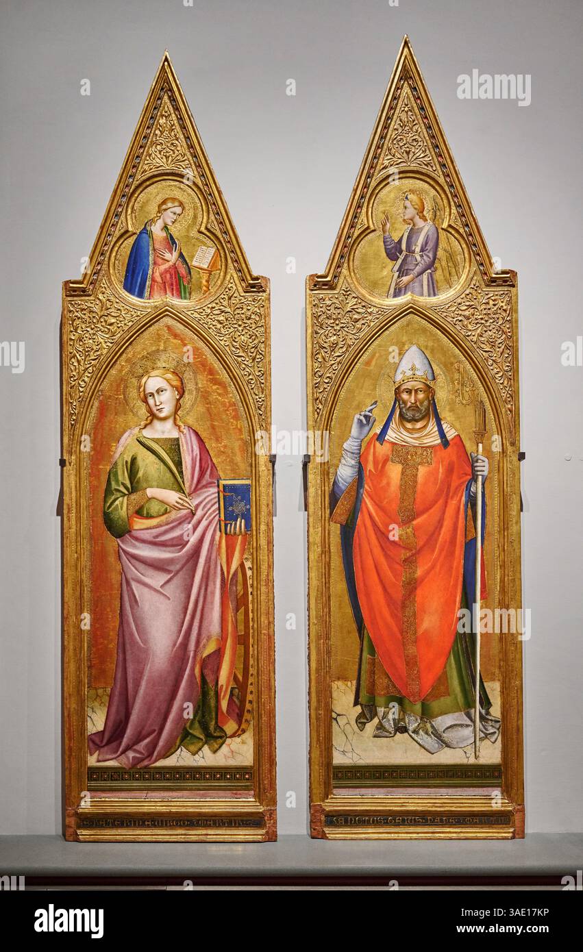 S. Caterina d'Alessandria e S. Caio Papa - tempera su tavola - Piero di Giovanni detto Lorenzo Monaco - 1390 - Firenze, Museo dell'Accade Foto Stock