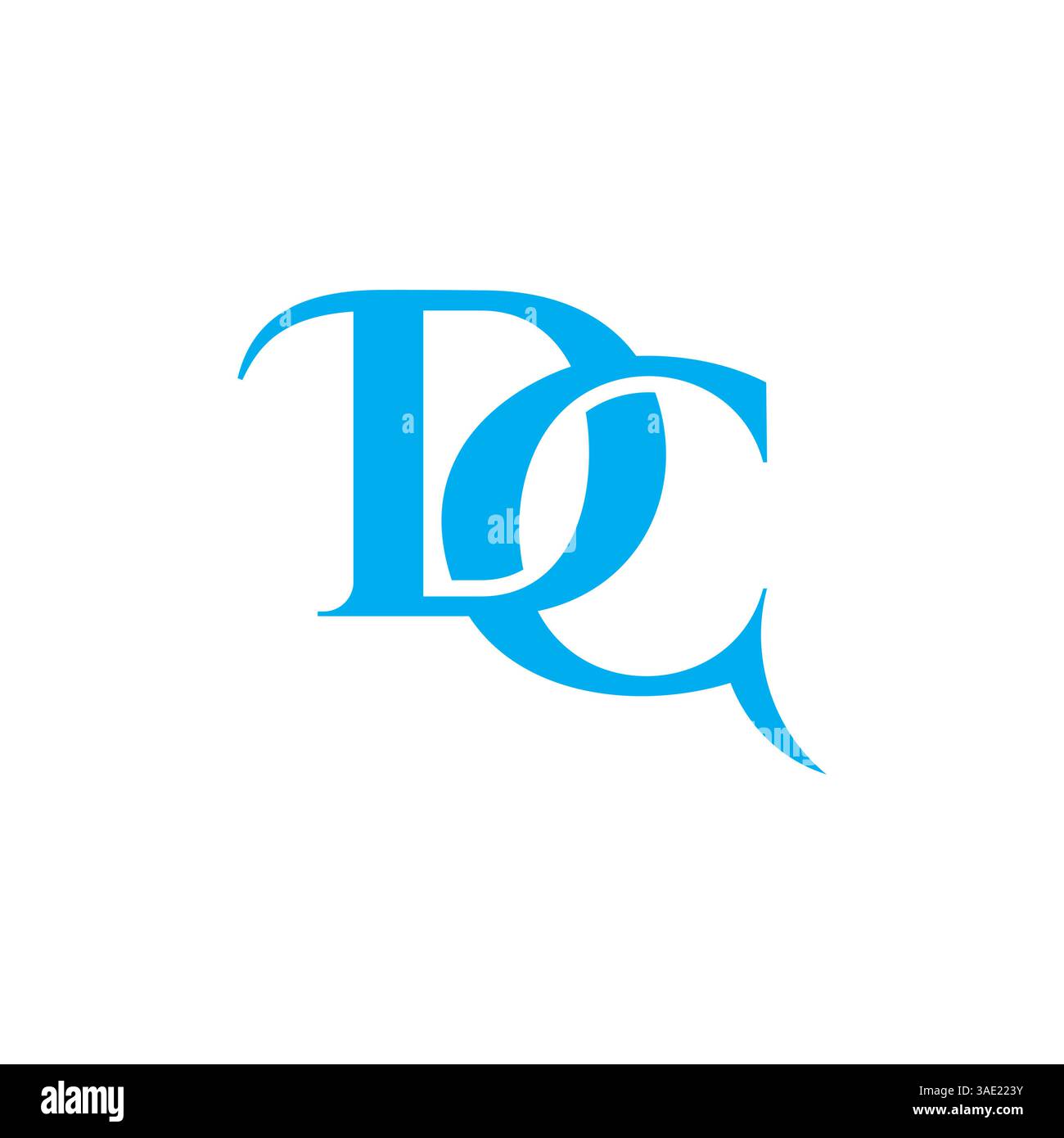 lettera dc semplice vettore logo coda di pesce blu oceano Illustrazione Vettoriale