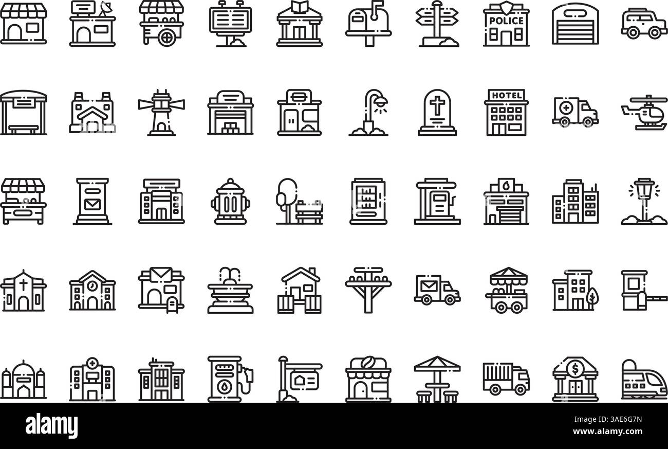 Raccolta di icone vettoriali di alta qualità con traccia modificabile. Ideale per progetti professionali e creativi Illustrazione Vettoriale