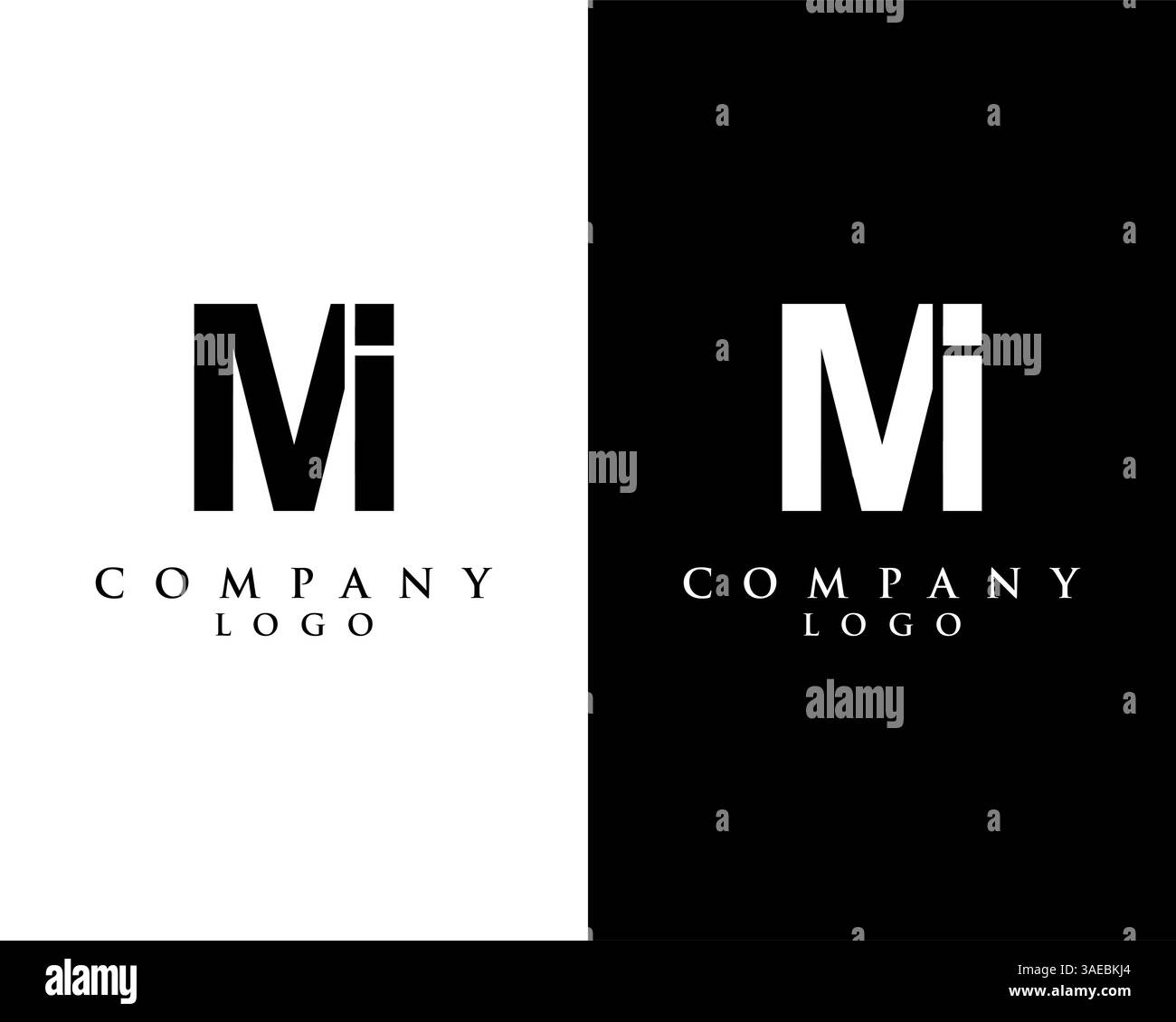 MI, lettera IM logo design vettoriale sfondo bianco e nero Illustrazione Vettoriale