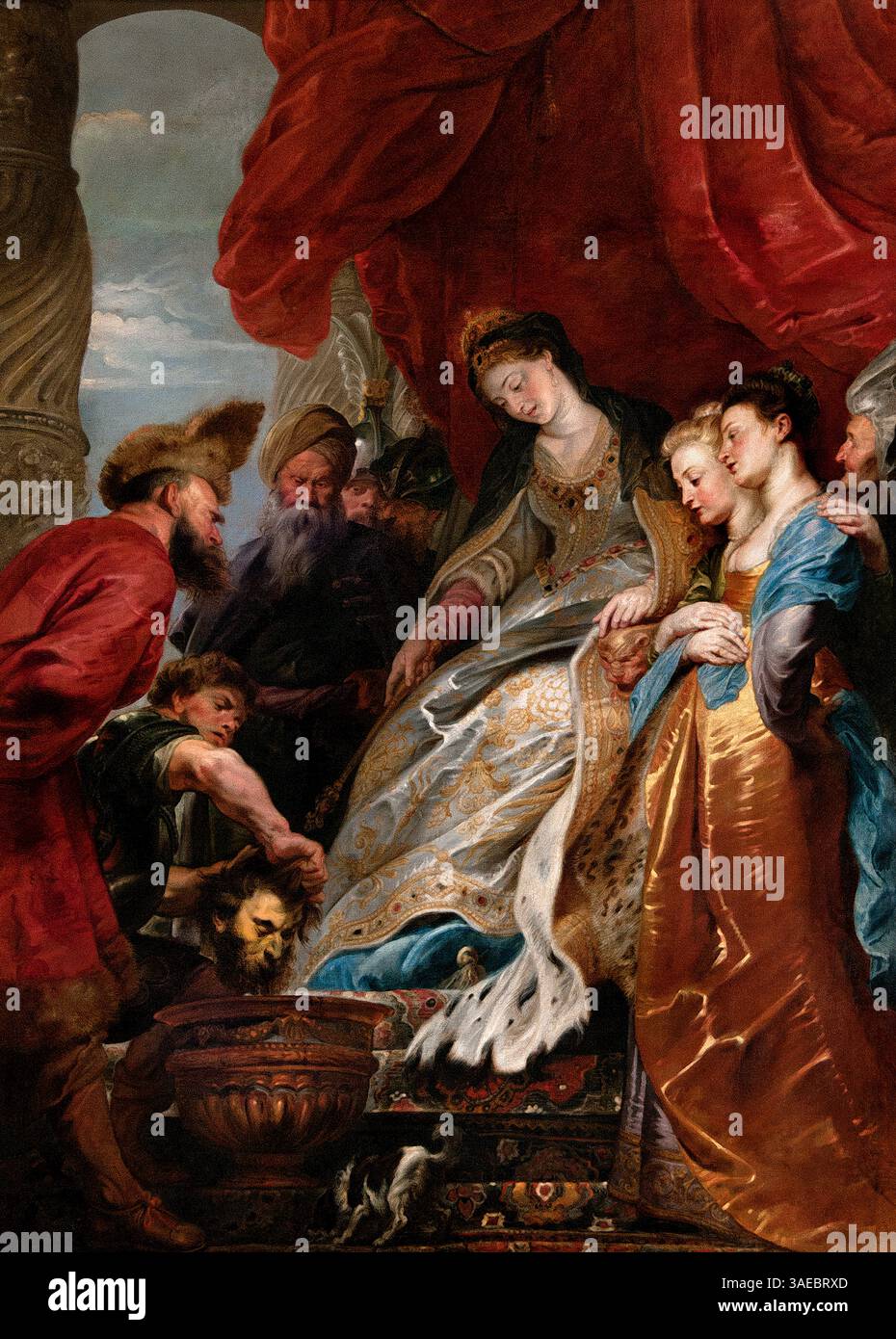 Thomyris queen Massagetae immerge la testa di Ciro il grande in un vaso pieno di sangue da vendicare di Peter Paul RUBENS 1577-1640 , Louvre Paris, fine Art Museum, Foto Stock