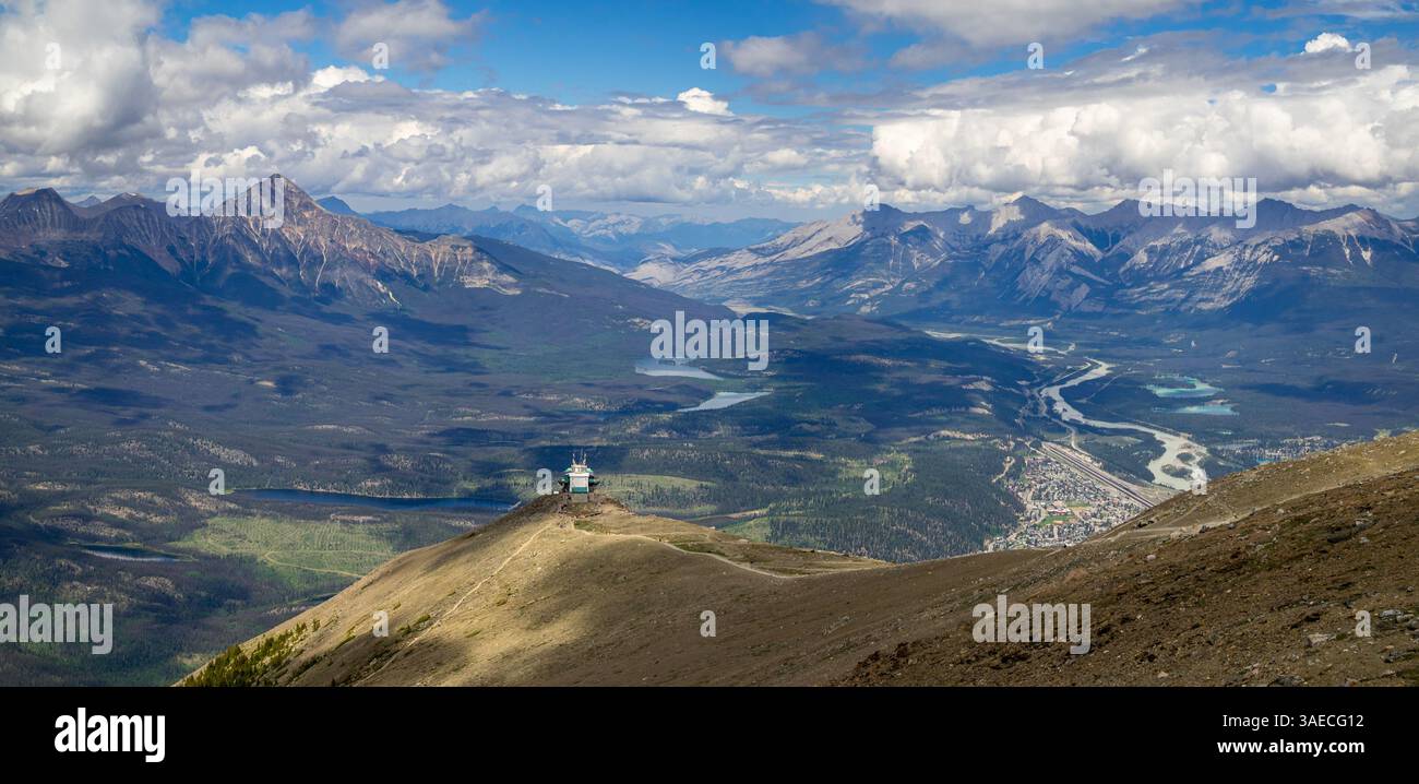 Vista da Whistlers Peak, Jasper NP, Canada Foto Stock