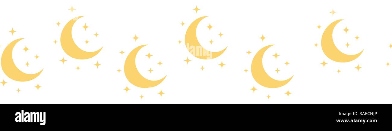 Bordo orizzontale, imposta magia e cielo senza cuciture, con elementi magici simboli del tema stregoneria Illustrazione Vettoriale