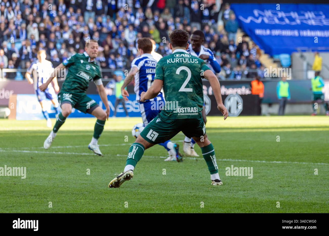 Gothenburg, Svezia. 5 aprile 2025. Momento nel secondo tempo della partita tra IFK Gothenburg e Halmstads BK in Allsvenskan. Credito: Per L Foto Stock