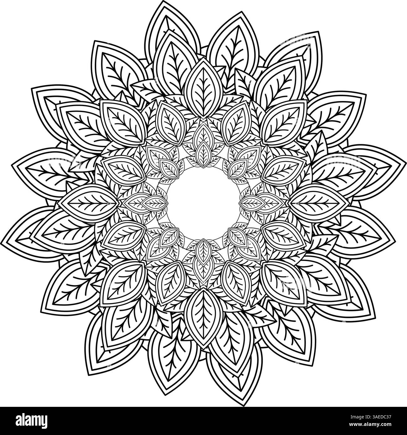 Mandala elegante per alleviare lo stress e colorare il divertimento Foto Stock