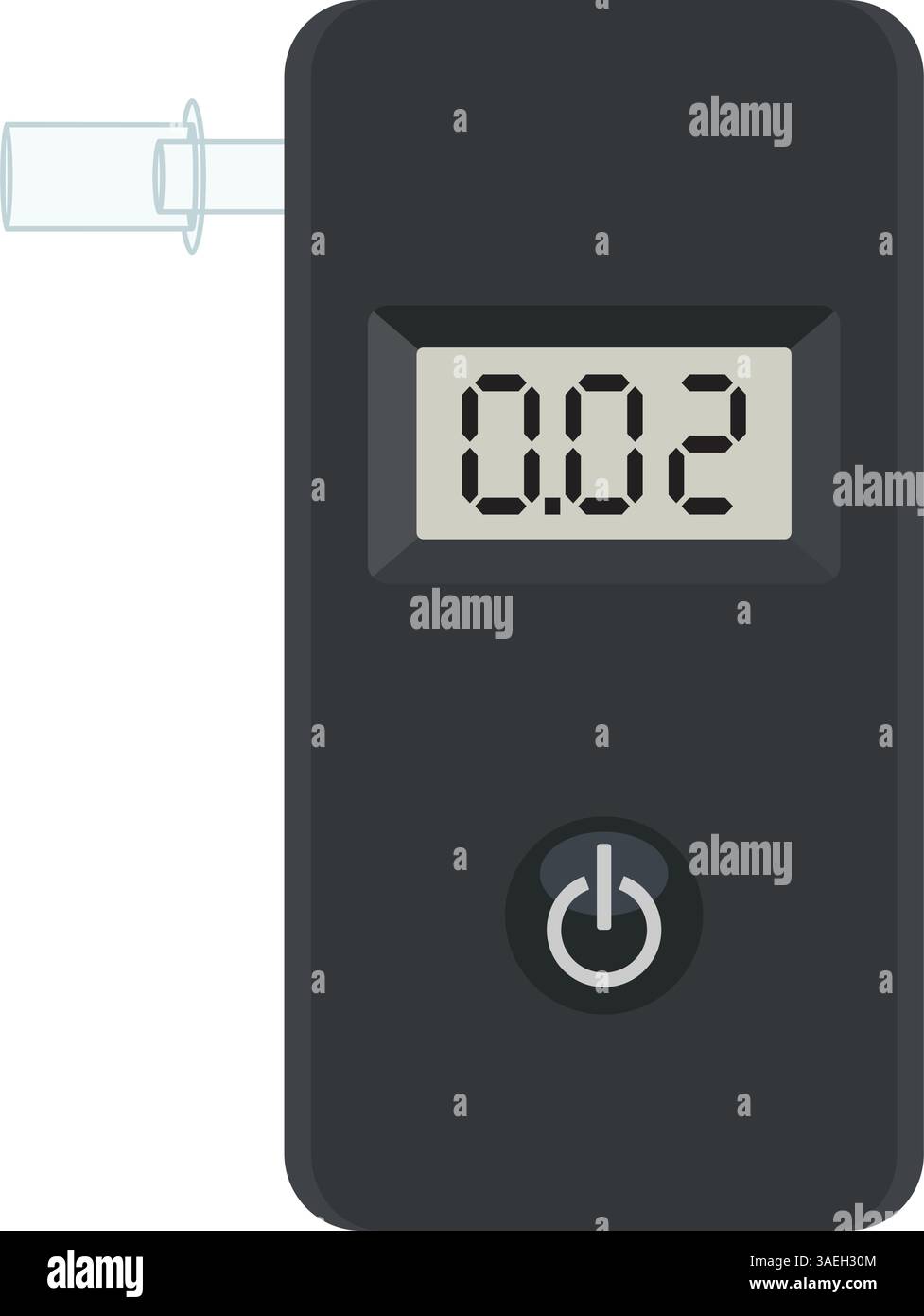 Dispositivo etilometro per misurare il contenuto di alcol nel sangue o alito con boccaglio e display digitale in vettore Illustrazione Vettoriale