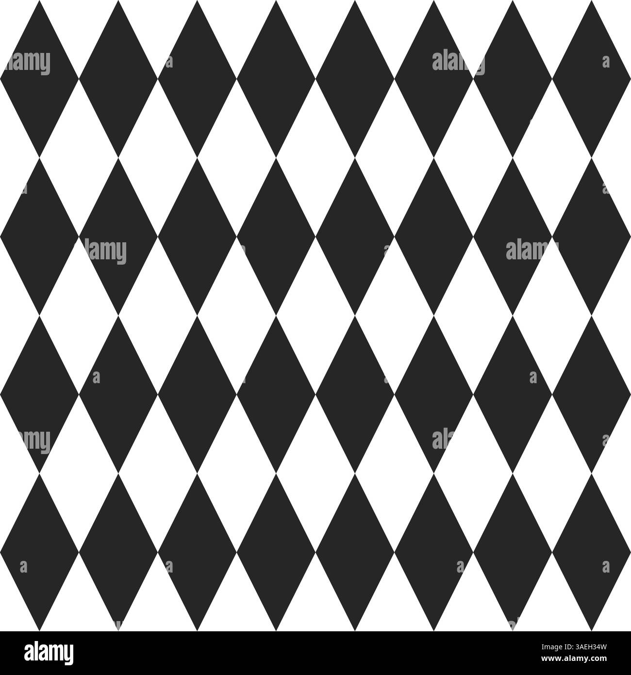 Motivo di sfondo a scacchi harlequin senza cuciture con diamanti in bianco e nero Illustrazione Vettoriale