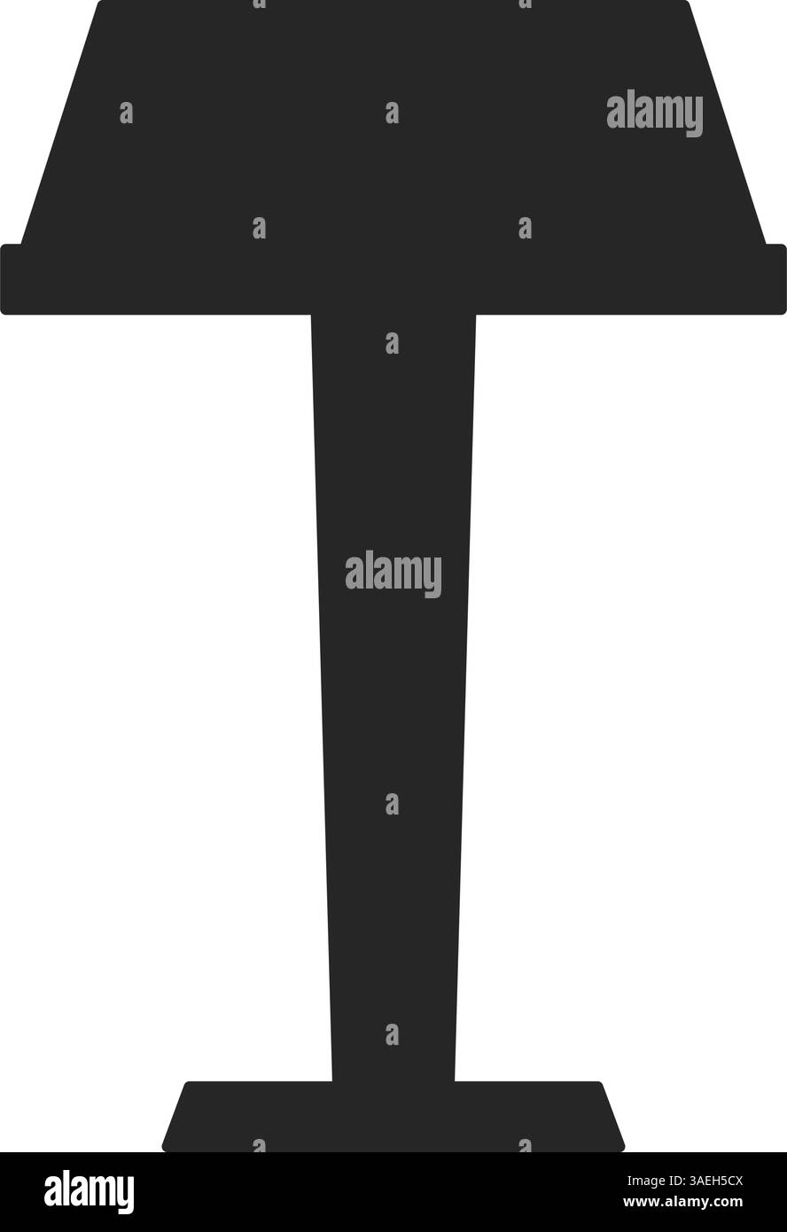 Classico leggio in legno, podio o rostro icona dietro per parlare in pubblico in silhouette vettoriale Illustrazione Vettoriale