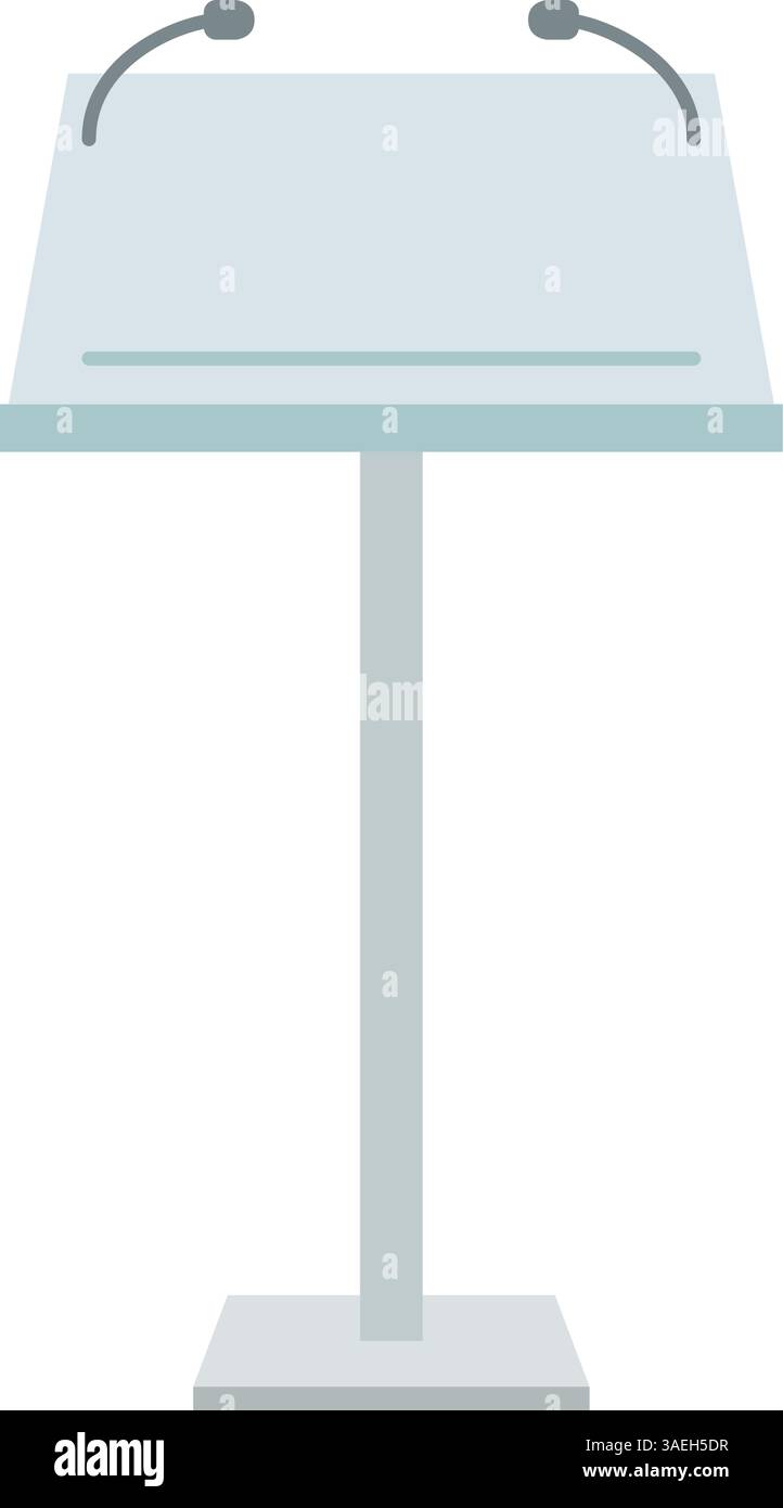 Moderno rostro di vetro, podio o leggio da dietro per parlare in pubblico in vettoriale Illustrazione Vettoriale