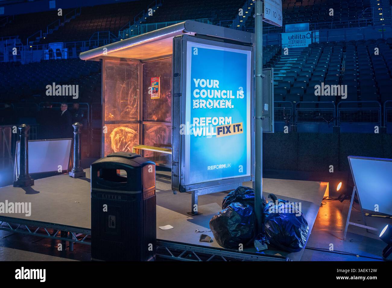 Set "Broken Britain". Riformare la manifestazione di massa del Regno Unito a Birmingham mira a conquistare centinaia di seggi nelle elezioni locali alla fine di quest'anno. Foto Stock