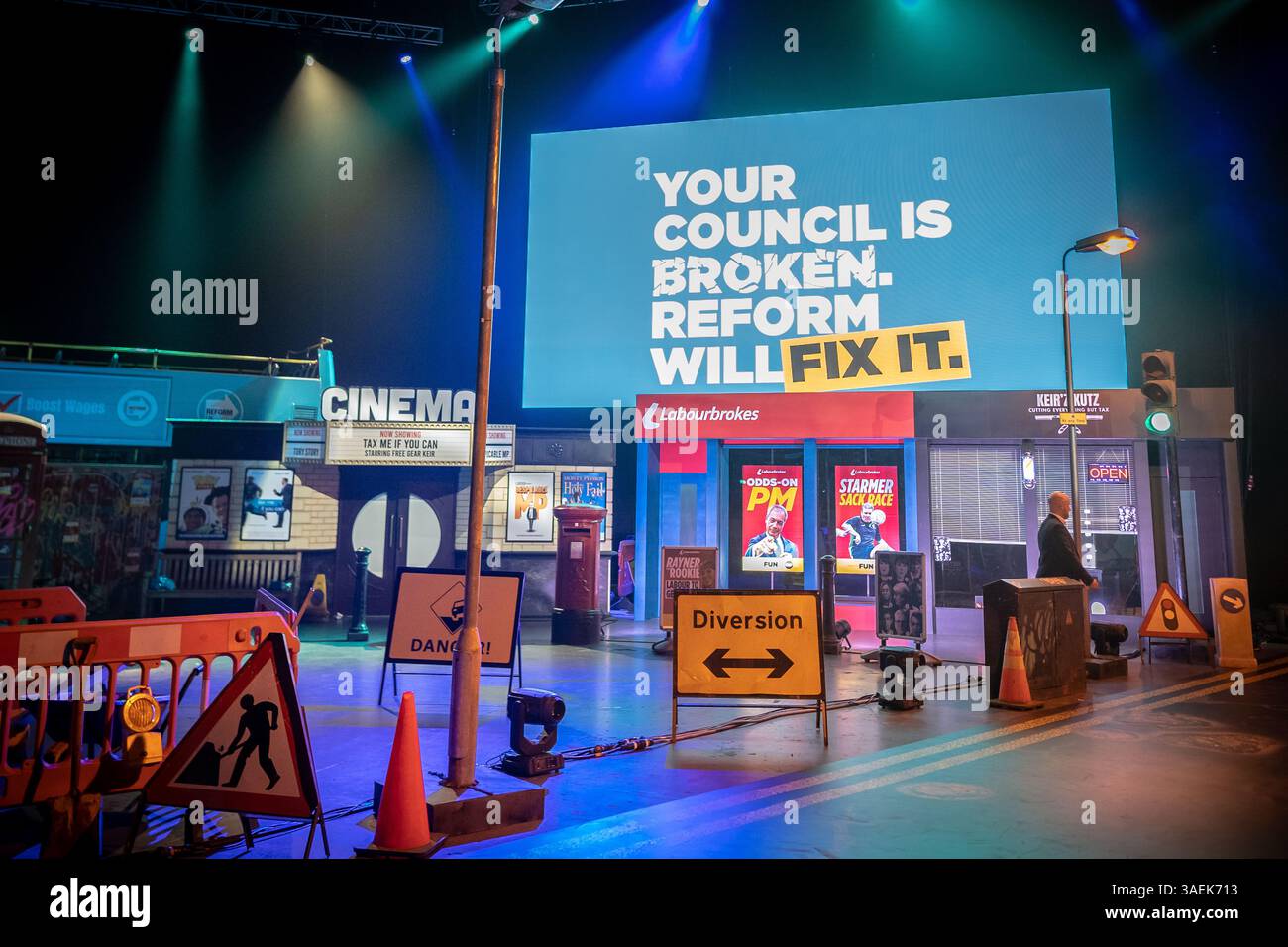 Set "Broken Britain". Riformare la manifestazione di massa del Regno Unito a Birmingham mira a conquistare centinaia di seggi nelle elezioni locali alla fine di quest'anno. Foto Stock