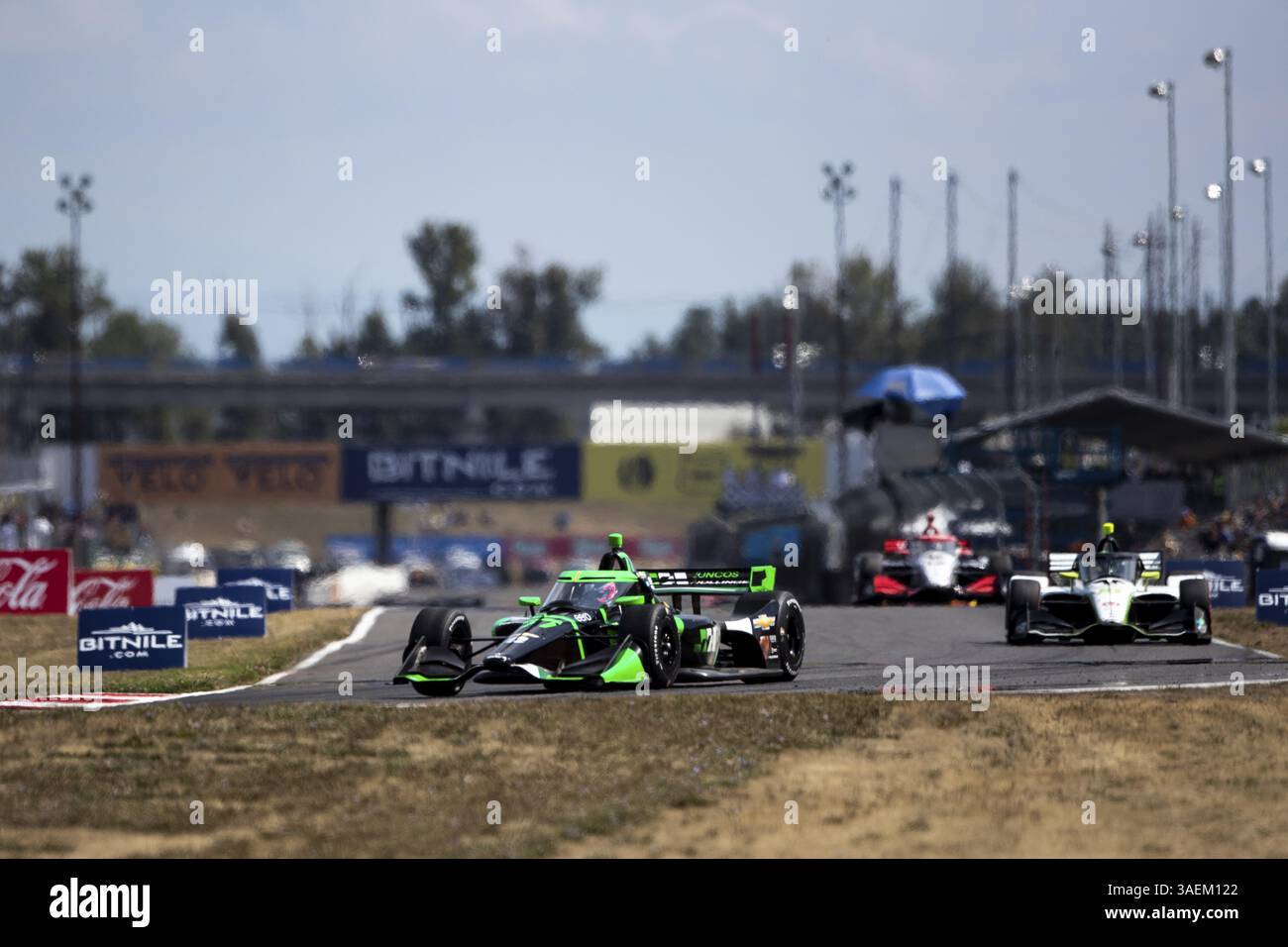 ROMAIN GROSJEAN (77) (SWE) di Ginevra, Svizzera, guida in pista durante il Gran Premio di Portland del Bitnile.com al Portland International Raceway Foto Stock