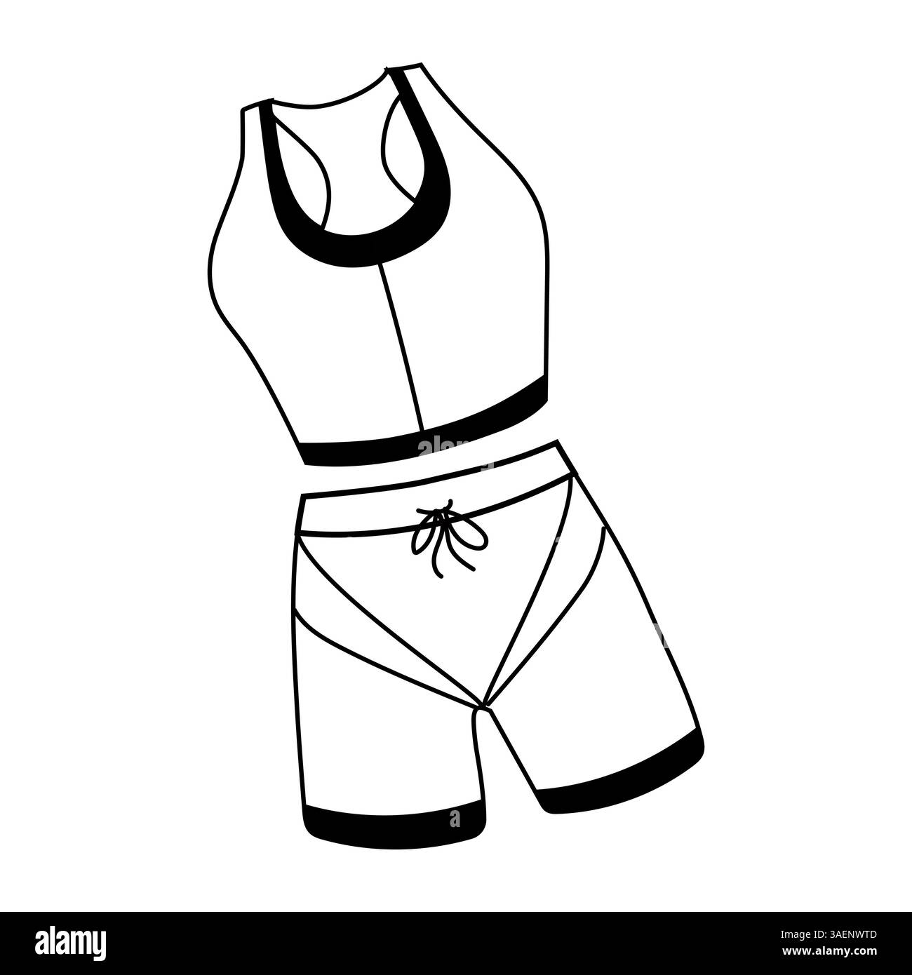 Elegante outfit atletico progettato per gli allenamenti estivi in palestra o all'aperto Illustrazione Vettoriale