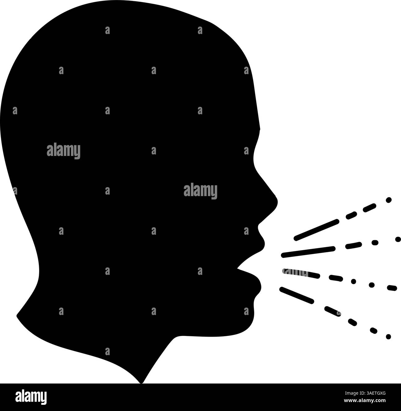 Uomo tossisce l'icona disegnata a mano nera Illustrazione Vettoriale