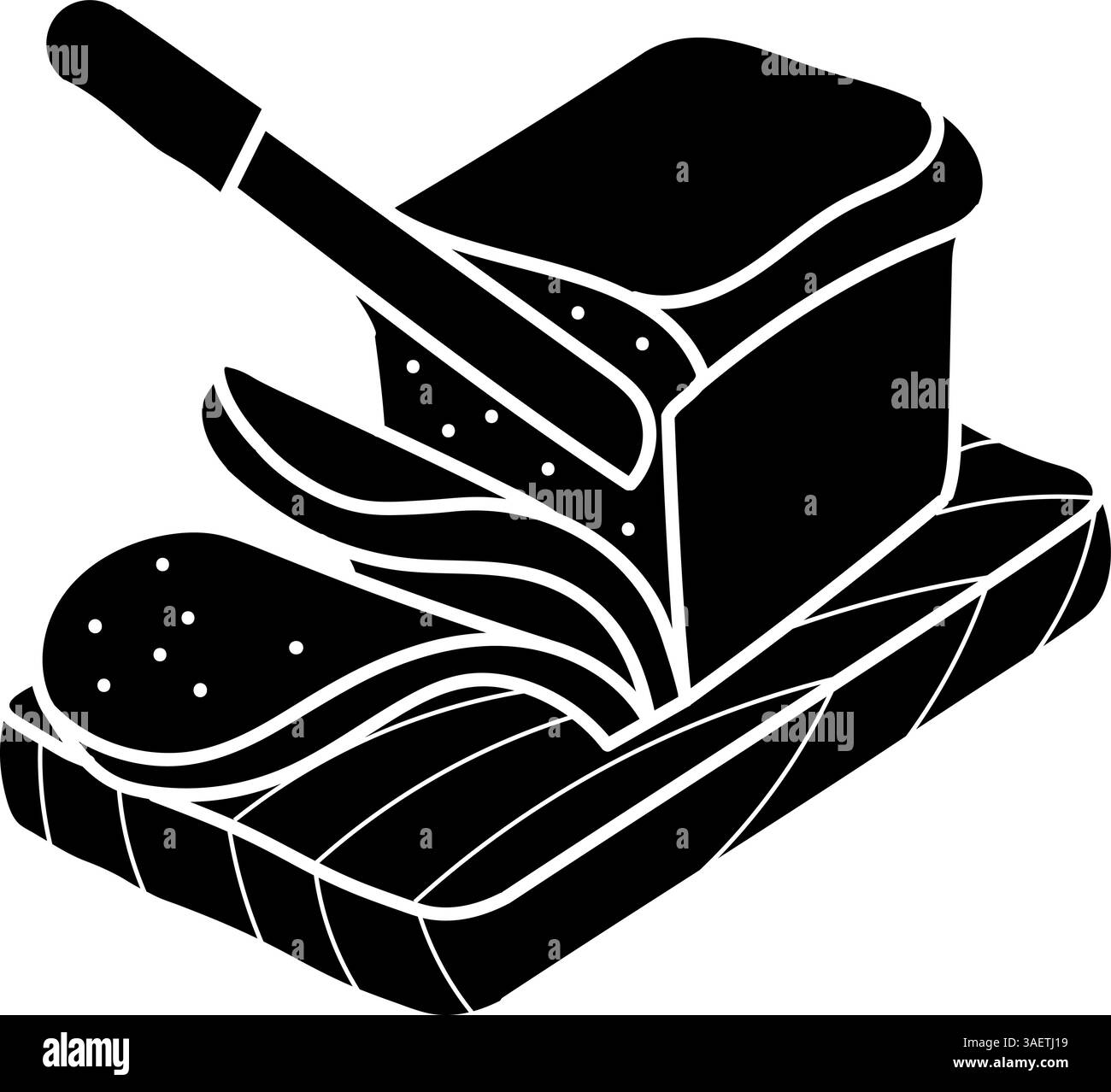 Icona nera a fette di pane disegnata a mano Illustrazione Vettoriale