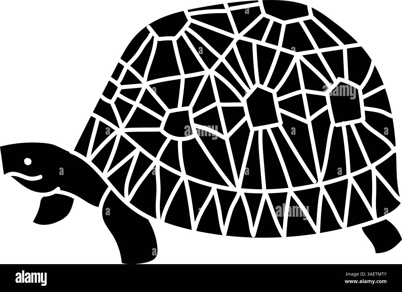 Icona Astrochelys radiata tartaruga nera disegnata a mano Illustrazione Vettoriale