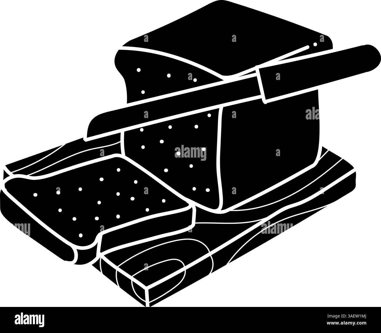Icona nera a fette di pane disegnata a mano Illustrazione Vettoriale