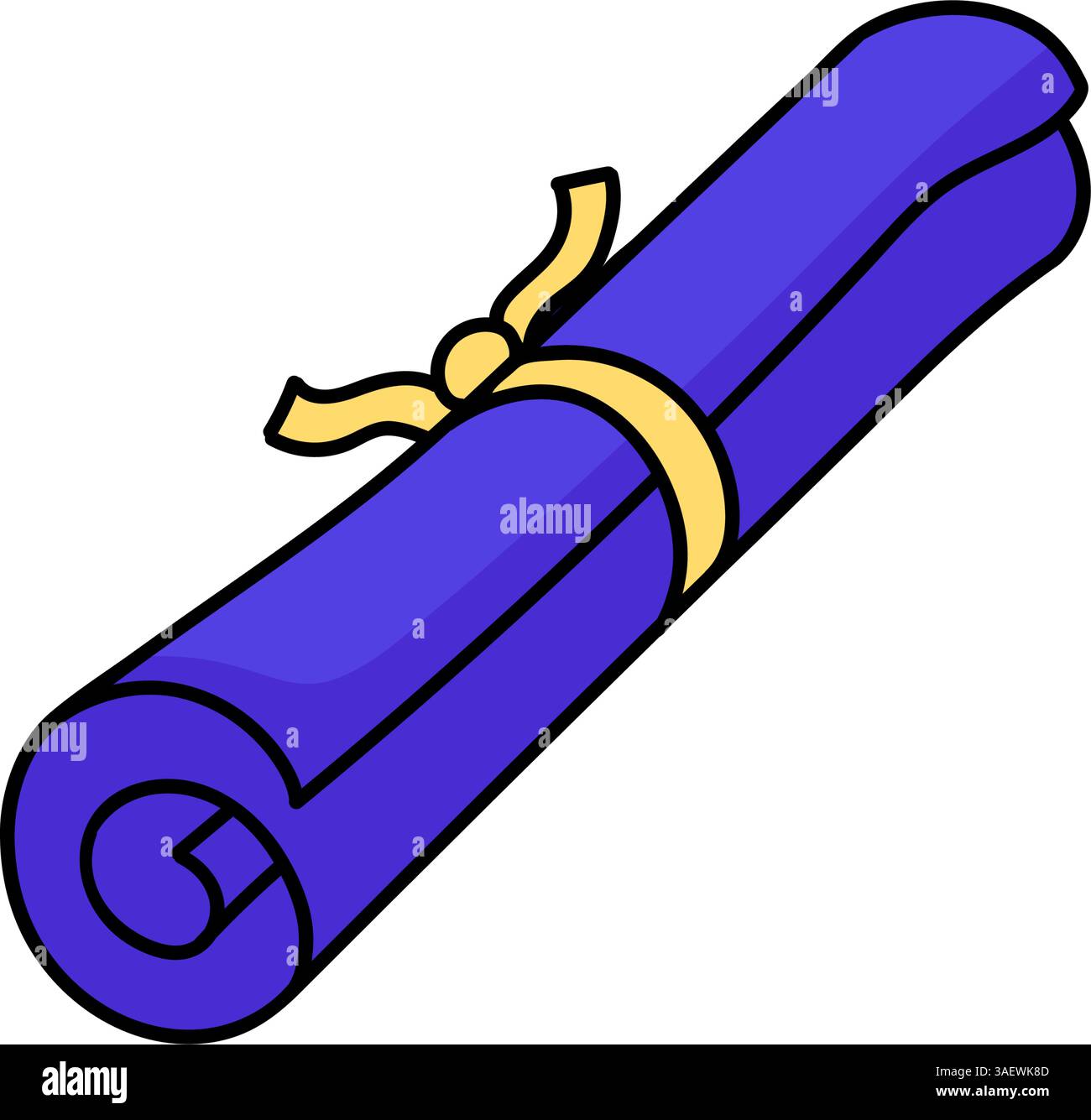 illustrazione vettoriale a colori disegnata a mano su rotolo di pergamena Illustrazione Vettoriale