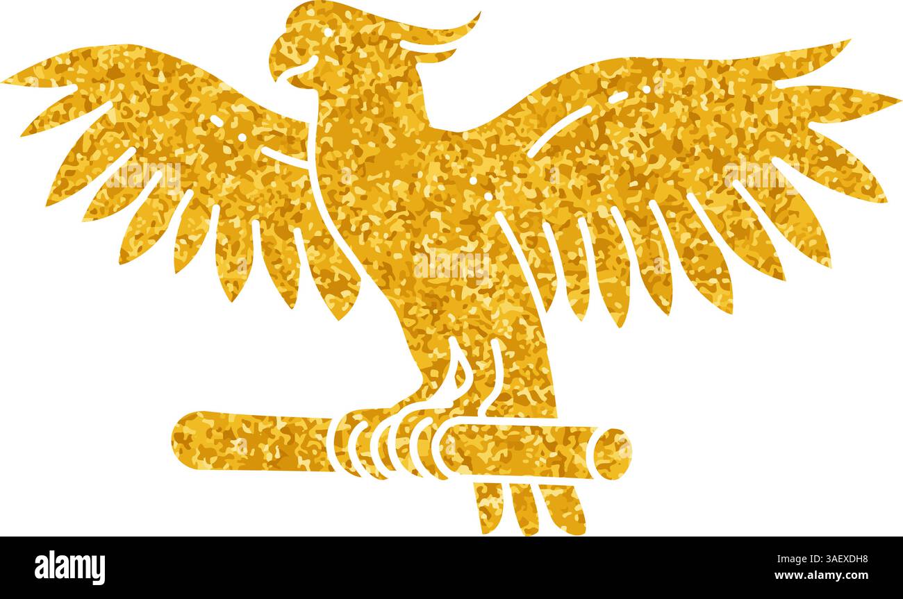 Disegno di animali domestici Cockatoo in stile oro Illustrazione Vettoriale