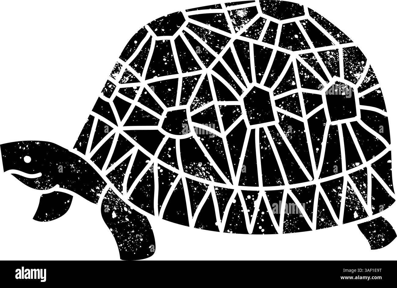 Astrochelys radiata tartaruga nera disegnata a mano con un look grunge Illustrazione Vettoriale