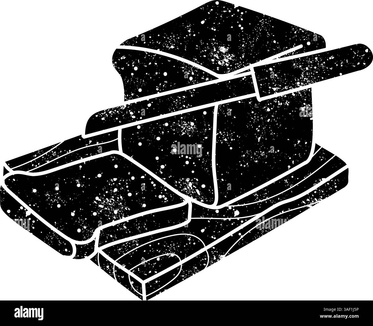 Icona nera disegnata a mano a fette di pane in un look grunge Illustrazione Vettoriale