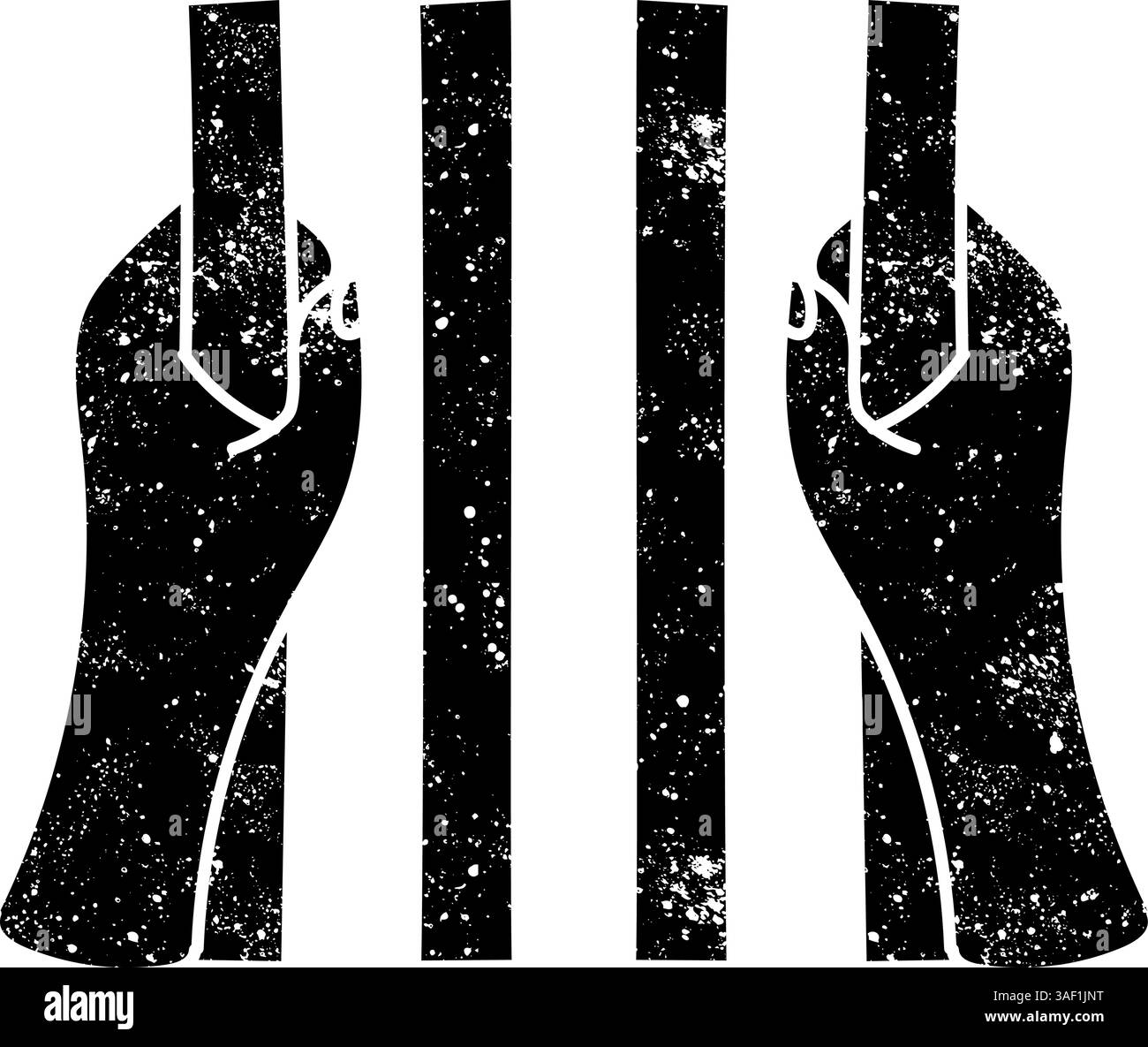 Icona nera disegnata a mano con barre della prigione in un aspetto grunge Illustrazione Vettoriale