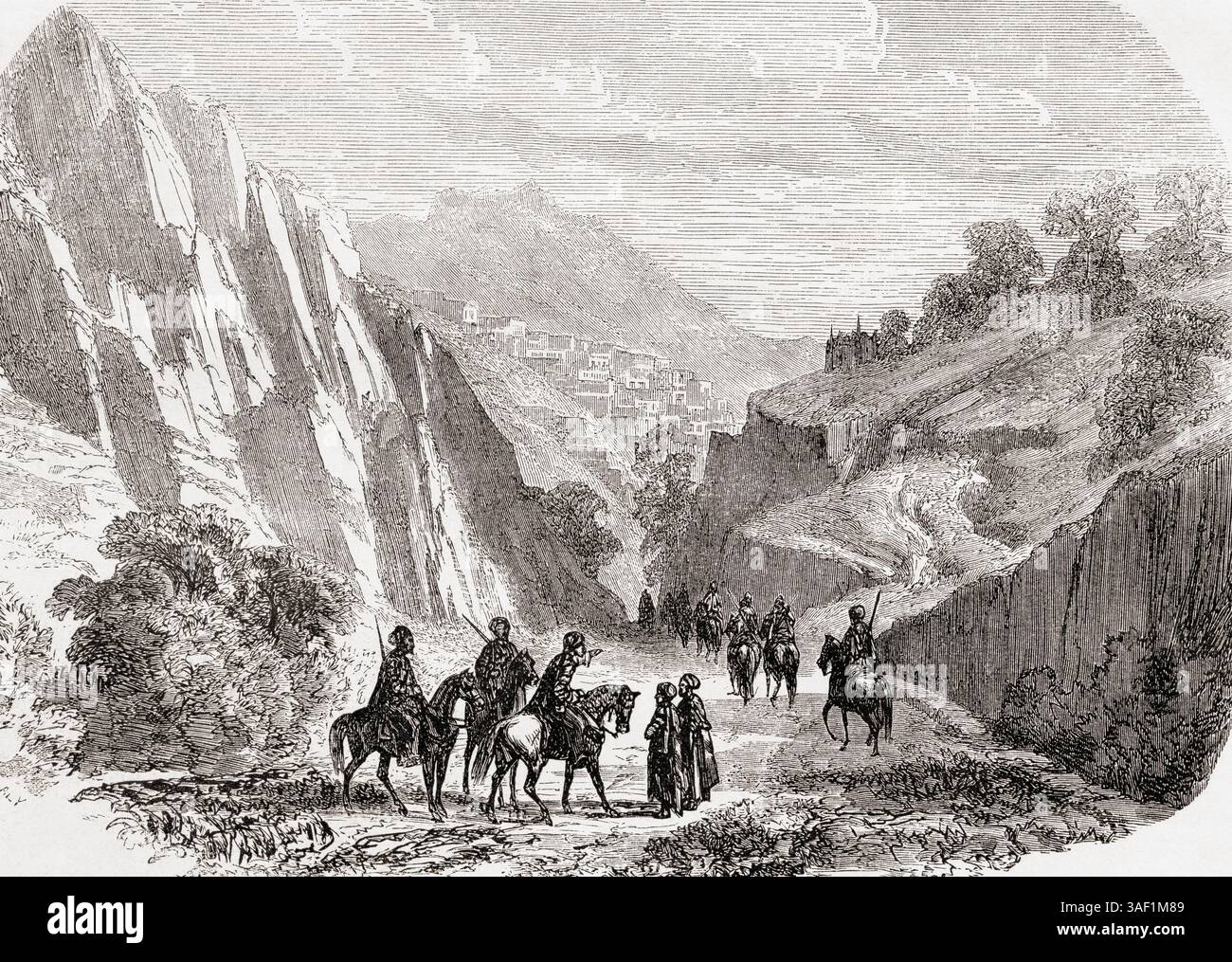I dintorni di Saimbeyli, storicamente conosciuti come Hadjin, provincia di Adana, attuale Turchia, XIX secolo. Da Voyage dans la Cilicie et dans les Montanges du Taurus di Victor Langlois, 1852-1853 o viaggio in Cilicia e le montagne del Tauro di Victor Langlois, 1852-1853. Apparso in le Tour du Monde, pubblicato nel 1861. Foto Stock