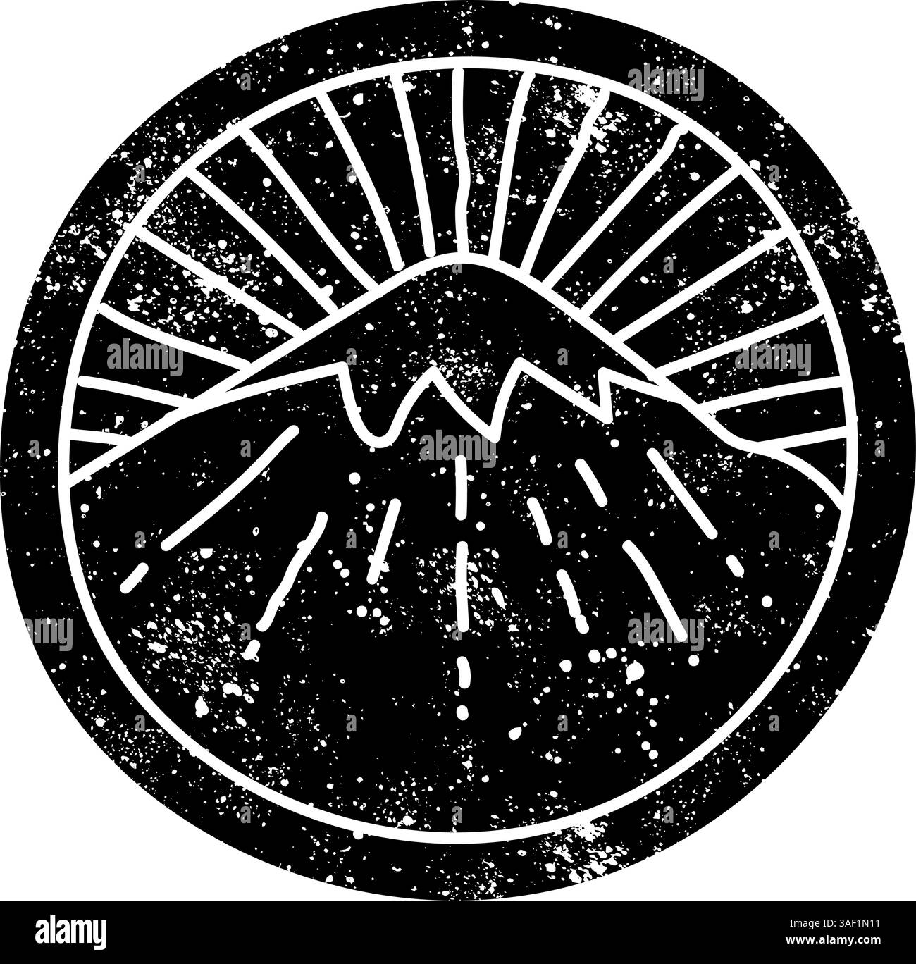 icona nera disegnata a mano nell'icona di montagna grunge Illustrazione Vettoriale