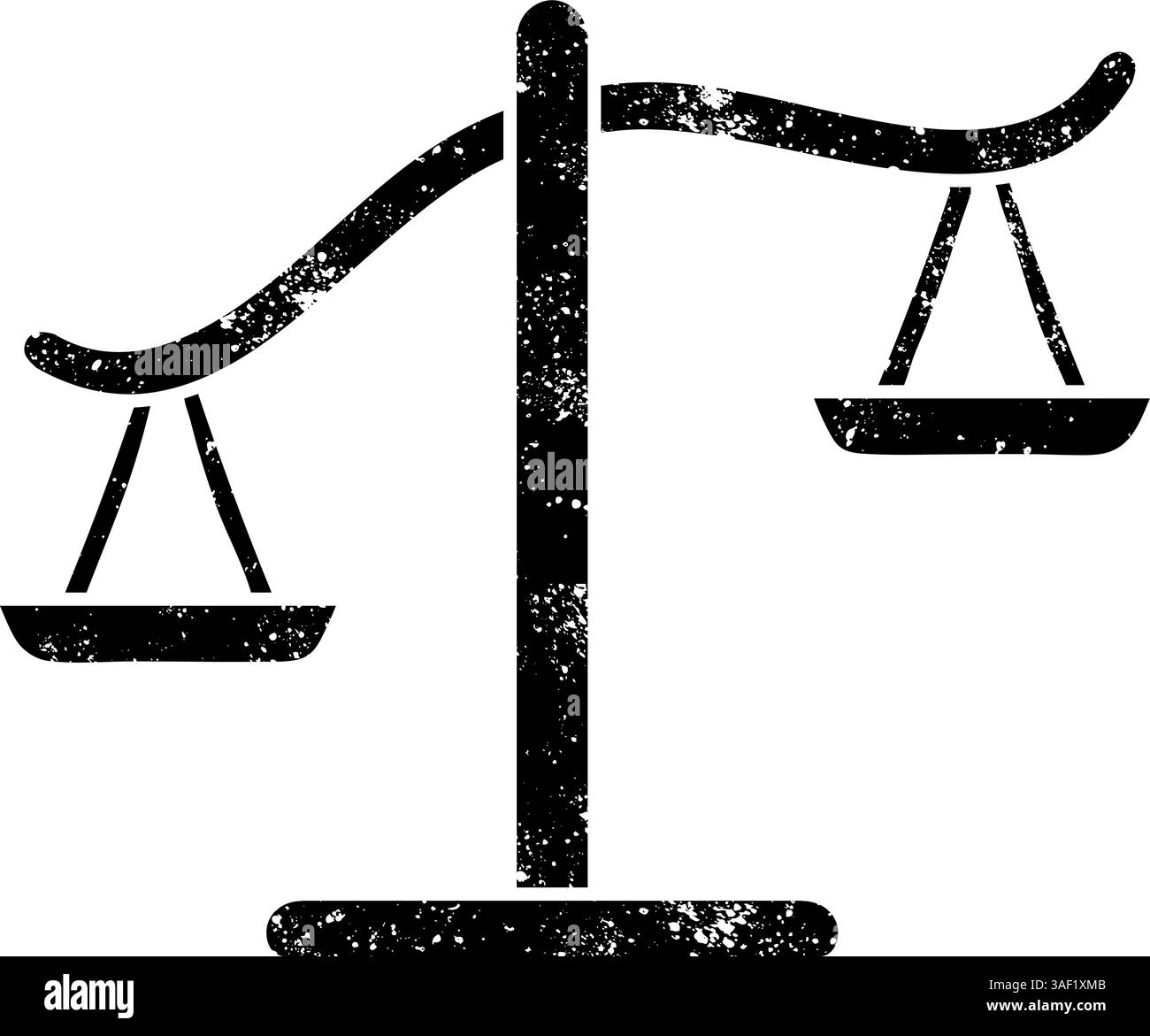 Icona nera disegnata a mano in scala giustizia in un look grunge Illustrazione Vettoriale