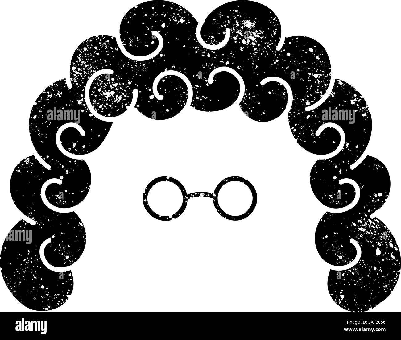 Giudica i capelli e gli occhiali con l'icona nera disegnata a mano in un look grunge Illustrazione Vettoriale