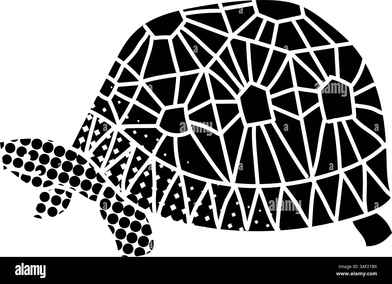Icona Astrochelys radiata tartaruga nera disegnata a mano in stile mezzitoni Illustrazione Vettoriale