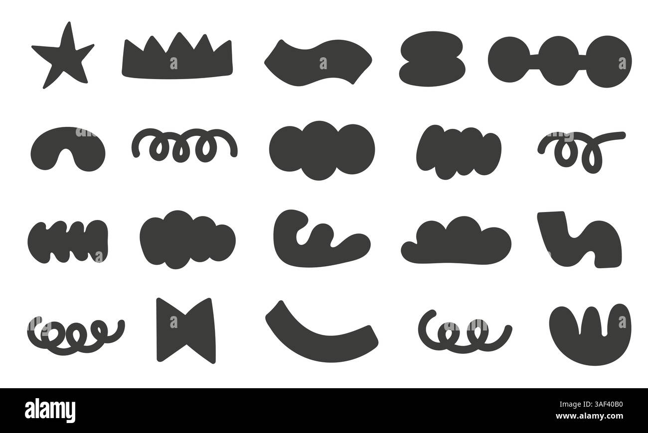 Set di forme disegnate a mano. Doodle Brutalist Forms Collection Illustrazione Vettoriale
