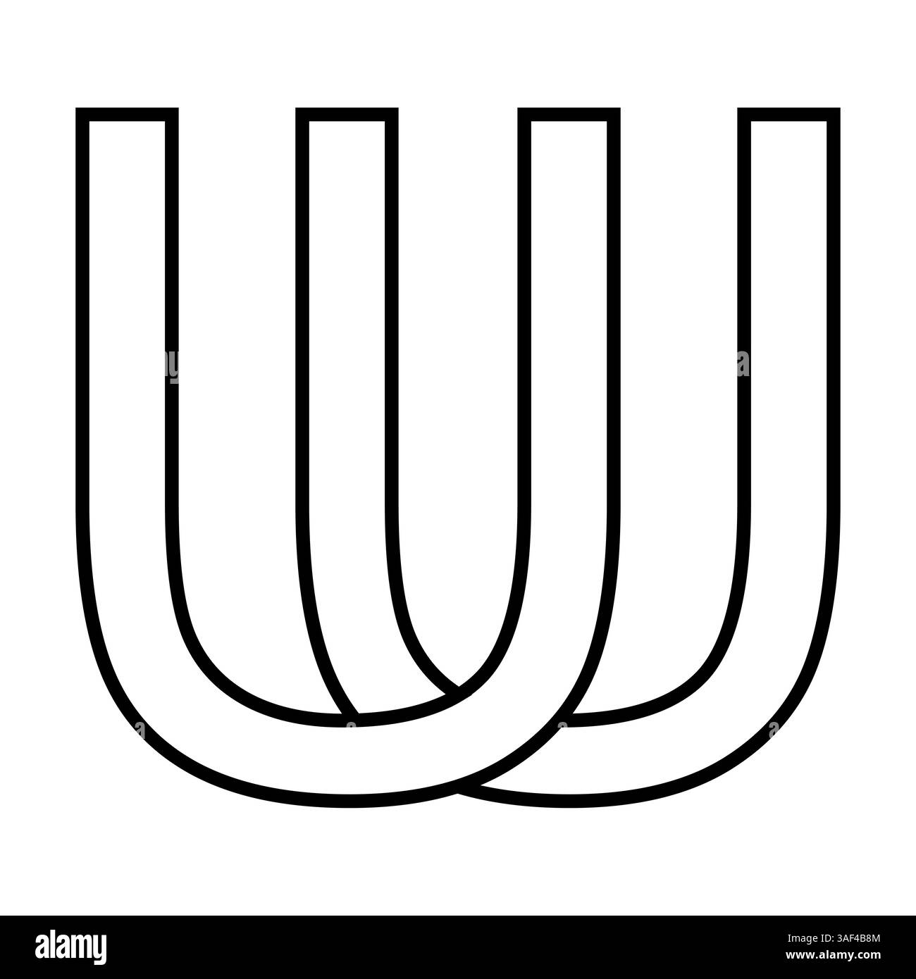 Logo simbolo icona uu doppia u logotipo con lettere doppie Illustrazione Vettoriale