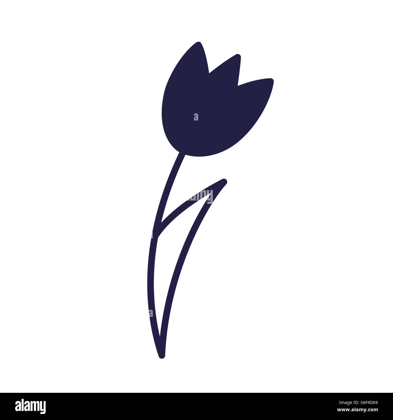 Fiore di tulipani blu in stile doodle. Fiore di papavero blu. Illustrazione vettoriale del cartone animato isolata su bianco. Stile cartoni animati. Illustrazione vettoriale disegnata a mano. Simbolo della Turchia Illustrazione Vettoriale