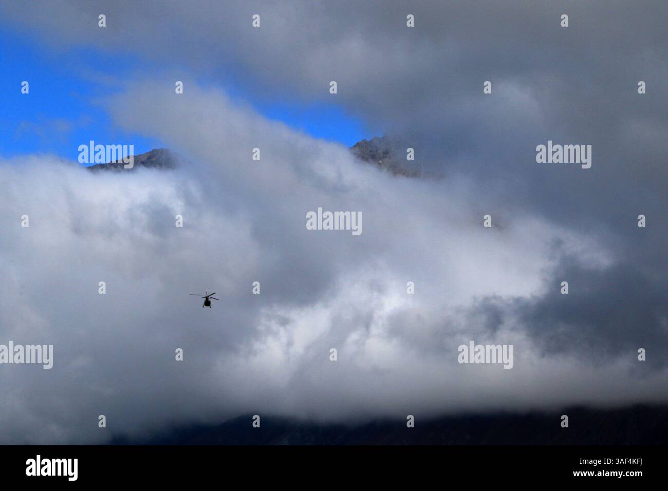 Viaggio in elicottero, grande Caucaso, Kazbegi, Georgia Foto Stock