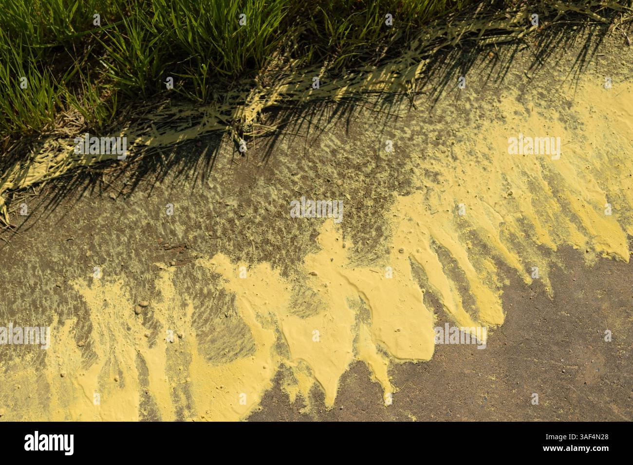 Polline fuori strada con la pioggia sul bordo della strada Foto Stock
