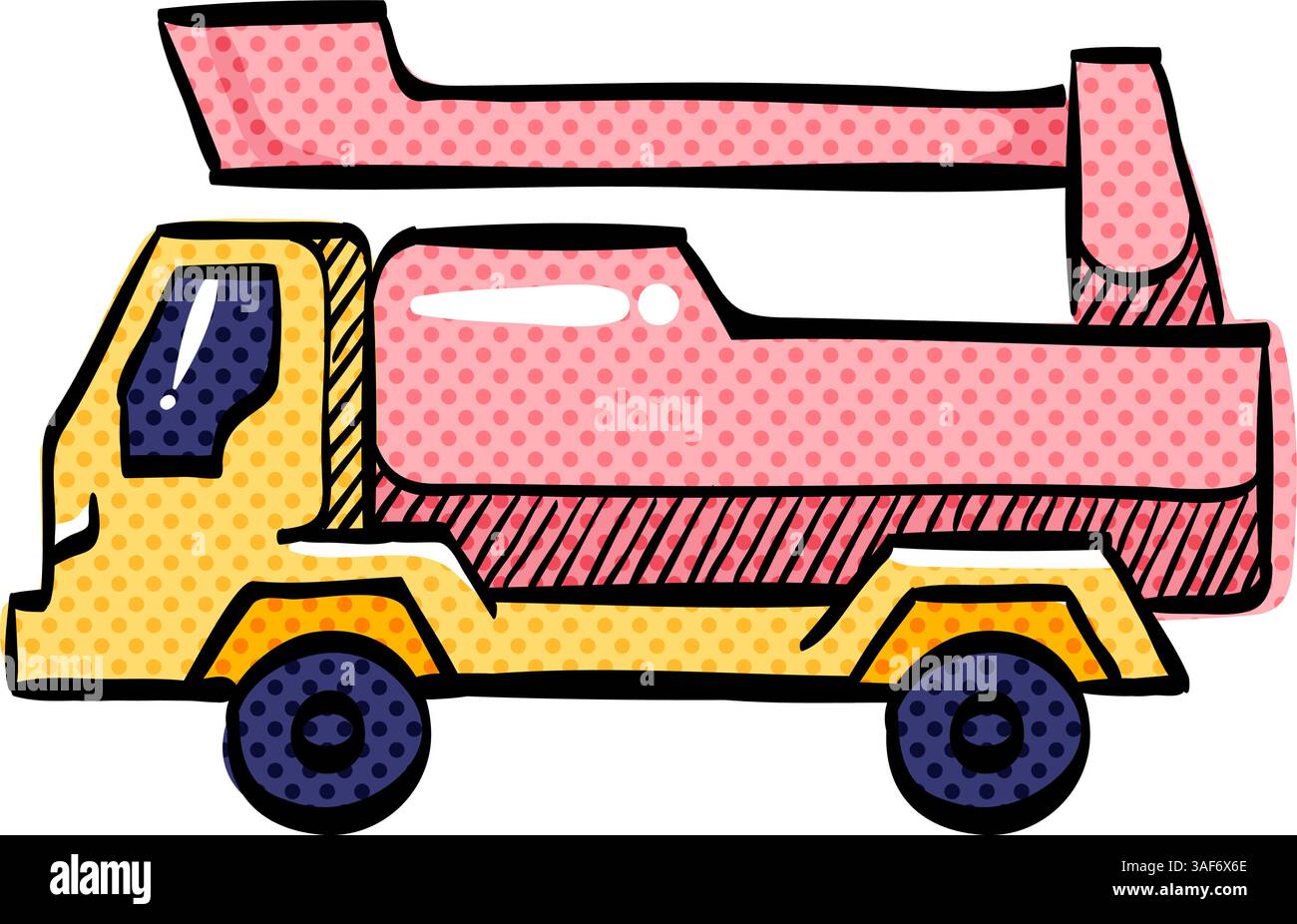 Icona dei mezzitoni dell'auto di Fireman illustrazione vettoriale a colori disegnata a mano Illustrazione Vettoriale