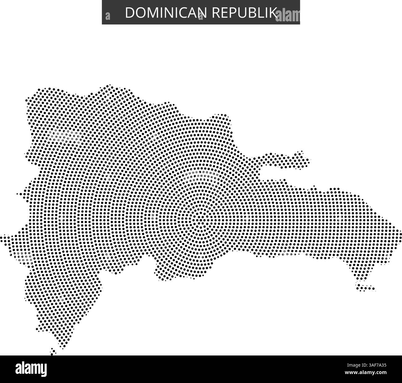 Un motivo tratteggiato delinea la forma della Repubblica Dominicana, evidenziandone chiaramente le caratteristiche e i confini geografici. Illustrazione Vettoriale