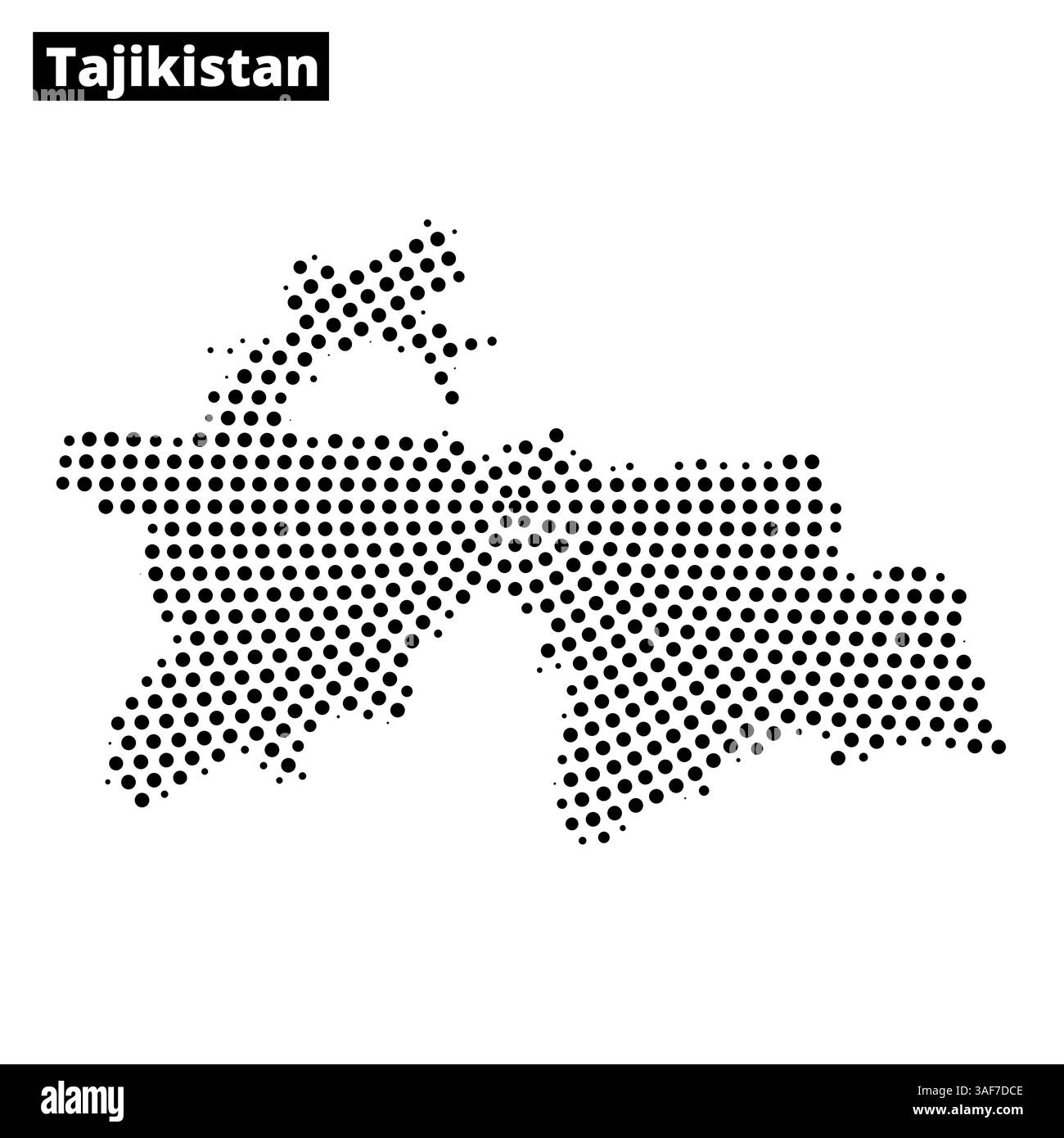 Una mappa dettagliata del Tagikistan che mostra il suo layout geografico utilizzando motivi punteggiati. Illustrazione Vettoriale