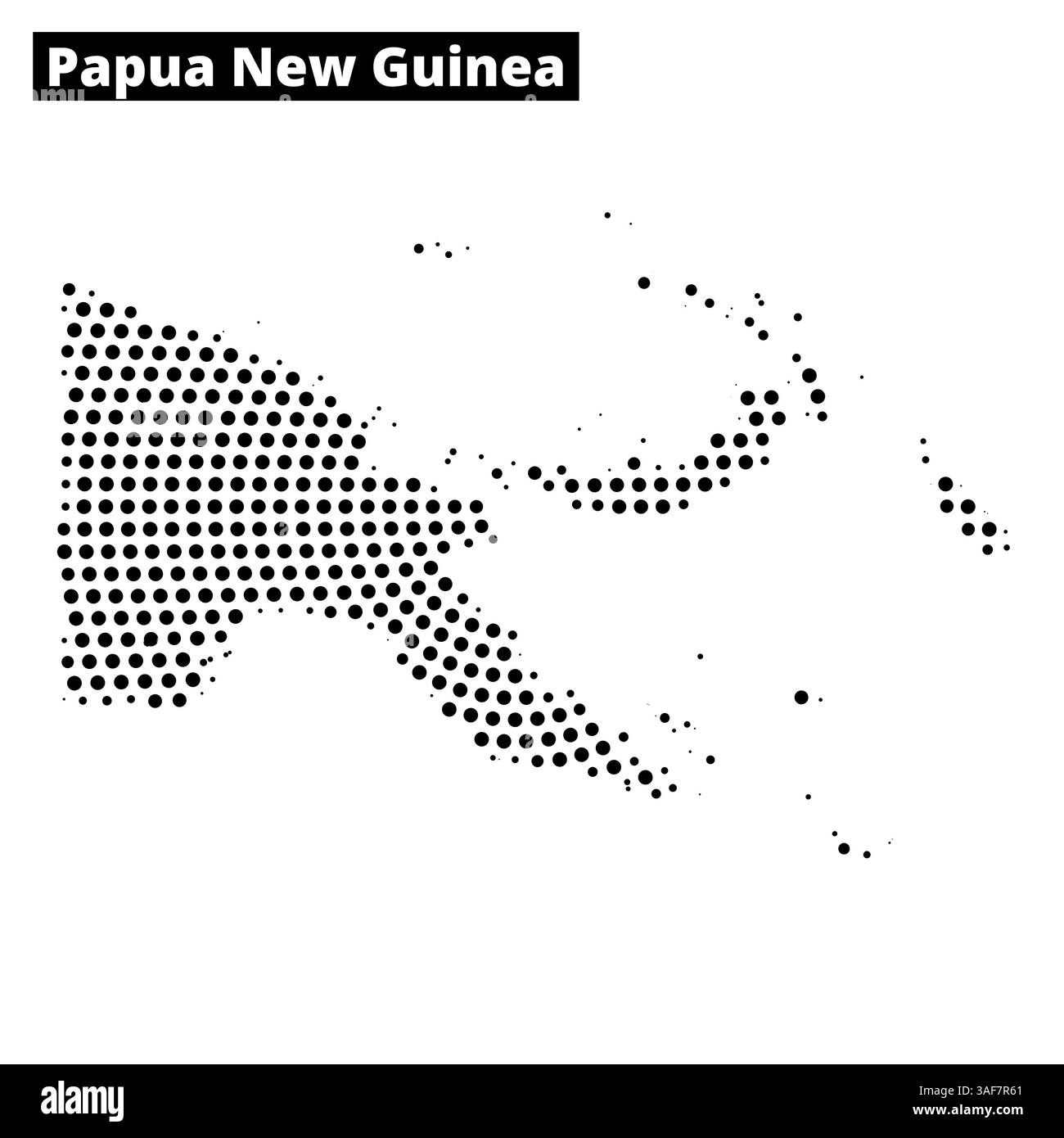 Rappresentazione tratteggiata della Papua nuova Guinea che mostra la sua forma e le sue caratteristiche geografiche uniche. Illustrazione Vettoriale