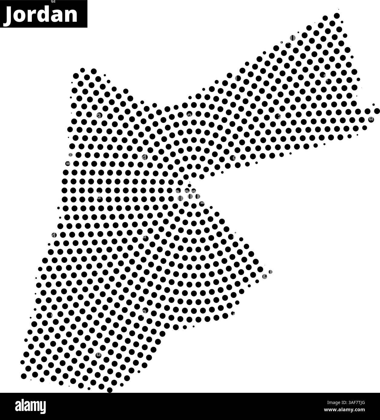 Mappa tratteggiata che mostra la forma e i bordi della Giordania, illustrando la sua disposizione geografica unica. Illustrazione Vettoriale