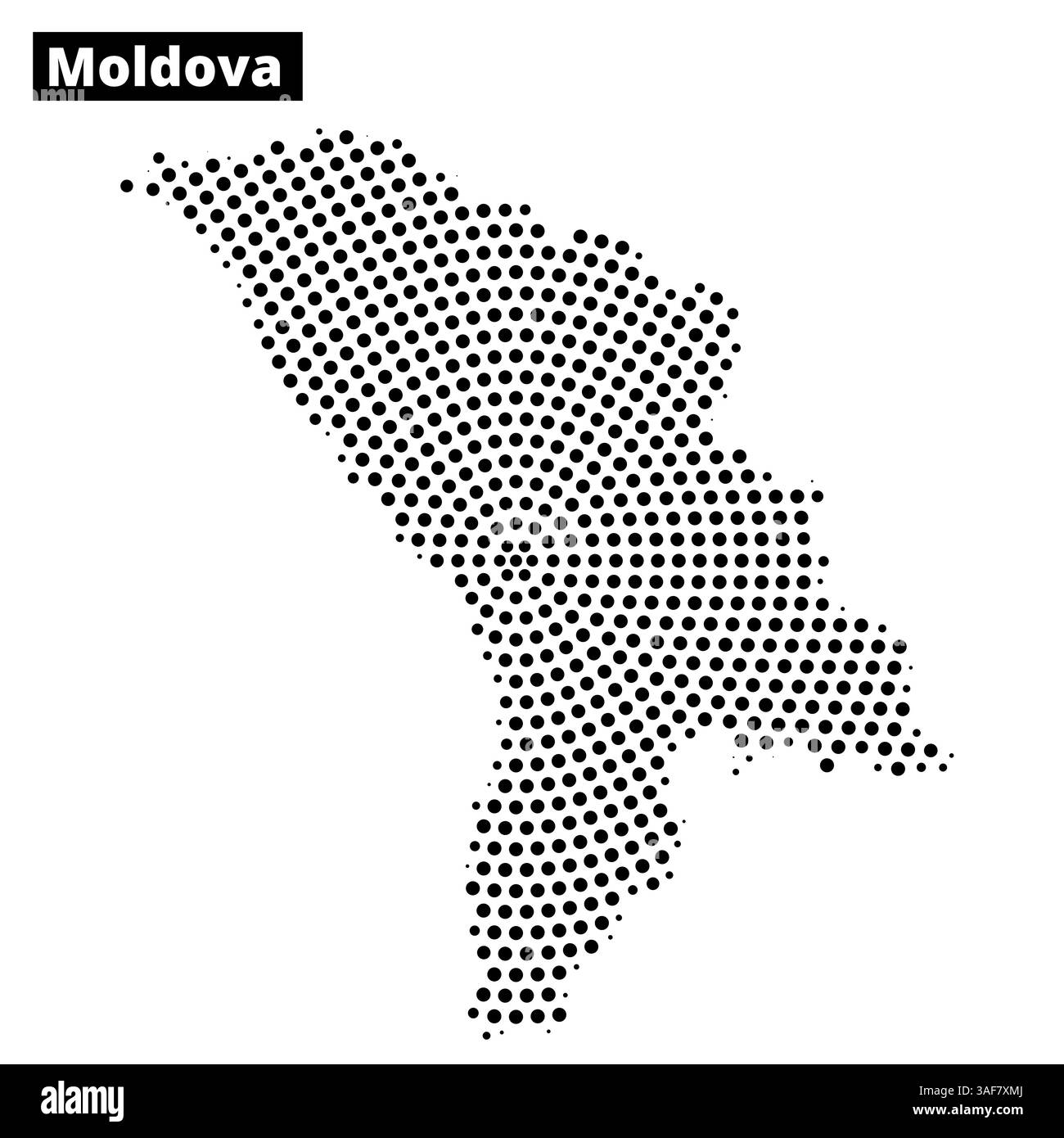 La rappresentazione tratteggiata della mappa della Moldavia mostra il suo profilo geografico e la sua forma in un disegno chiaro. Illustrazione Vettoriale