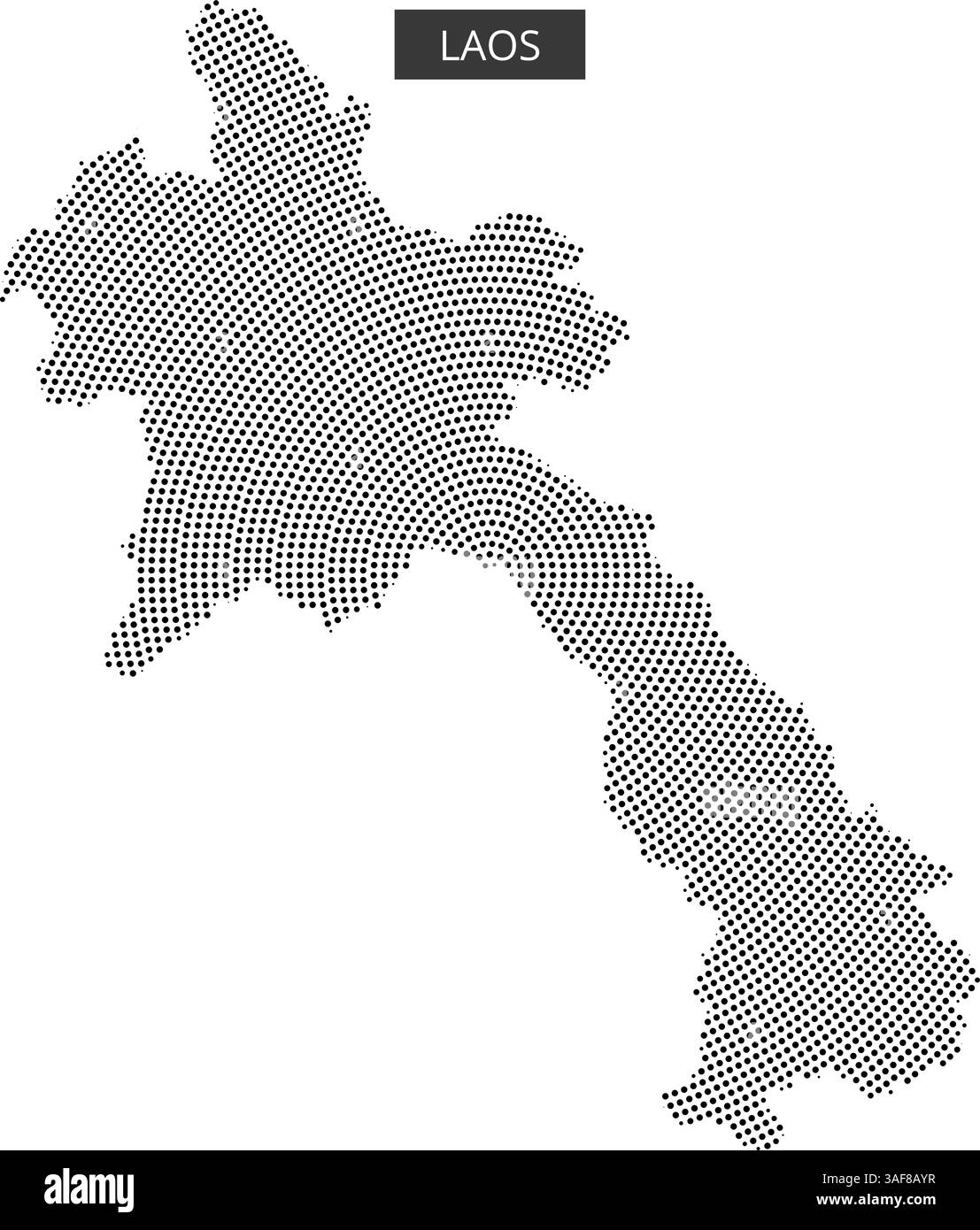 I contorni tratteggiati della mappa del Laos sono presentati con linee astratte fluenti sullo sfondo, enfatizzando le caratteristiche geografiche. Illustrazione Vettoriale